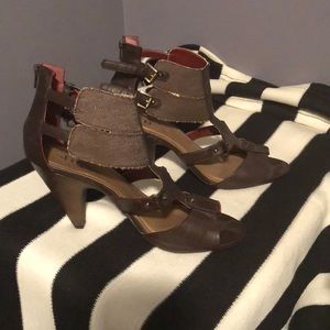 Leather and Jean material sandals